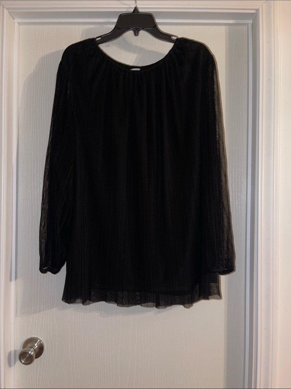 Terra & Sky Sheer Sleeve Tunic in Black Size 3X Like New